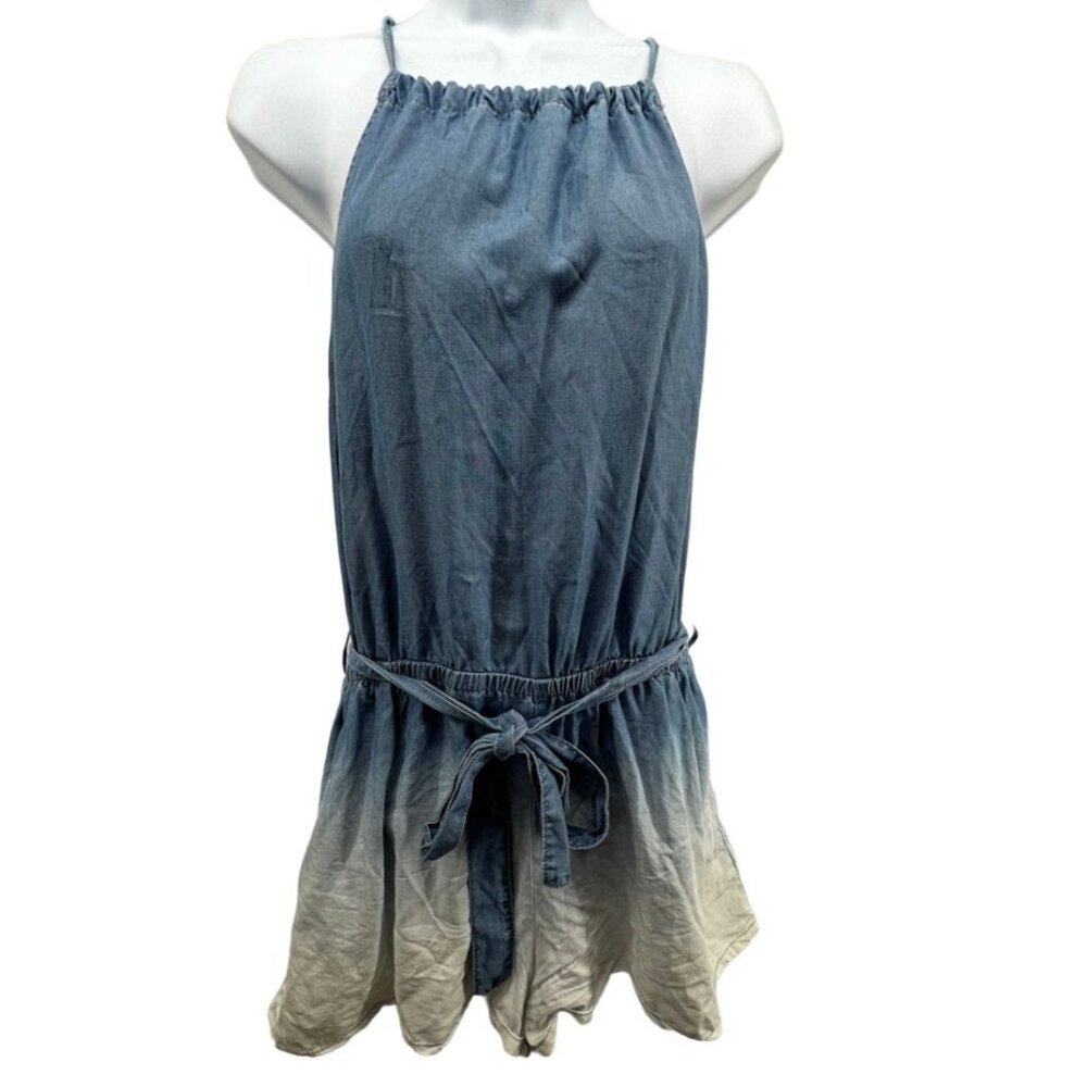 The Impeccable Pig Womens Romper Sz L Blue Ombre Halter Beachy Flirty Casual Fun